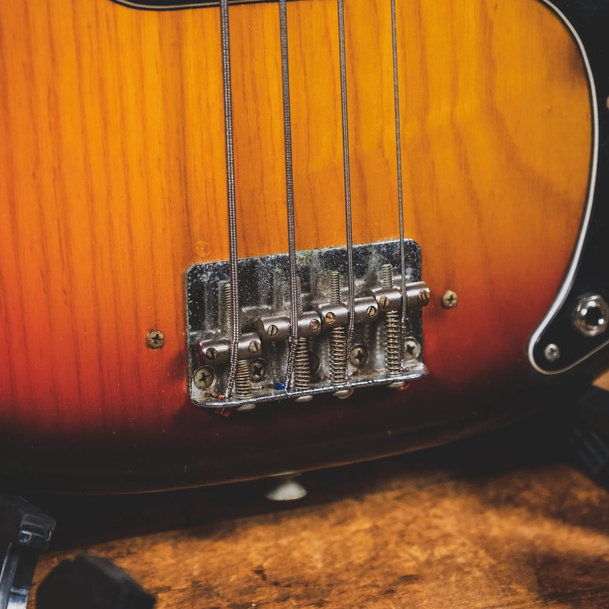 1975 Fender Precision Bass Guitar, 3 Tone Sunburst With Hard Case - Used