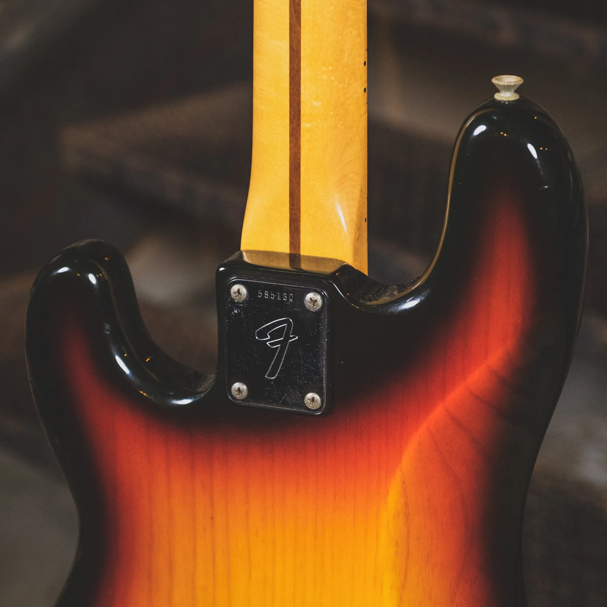 1975 Fender Precision Bass Guitar, 3 Tone Sunburst With Hard Case - Used