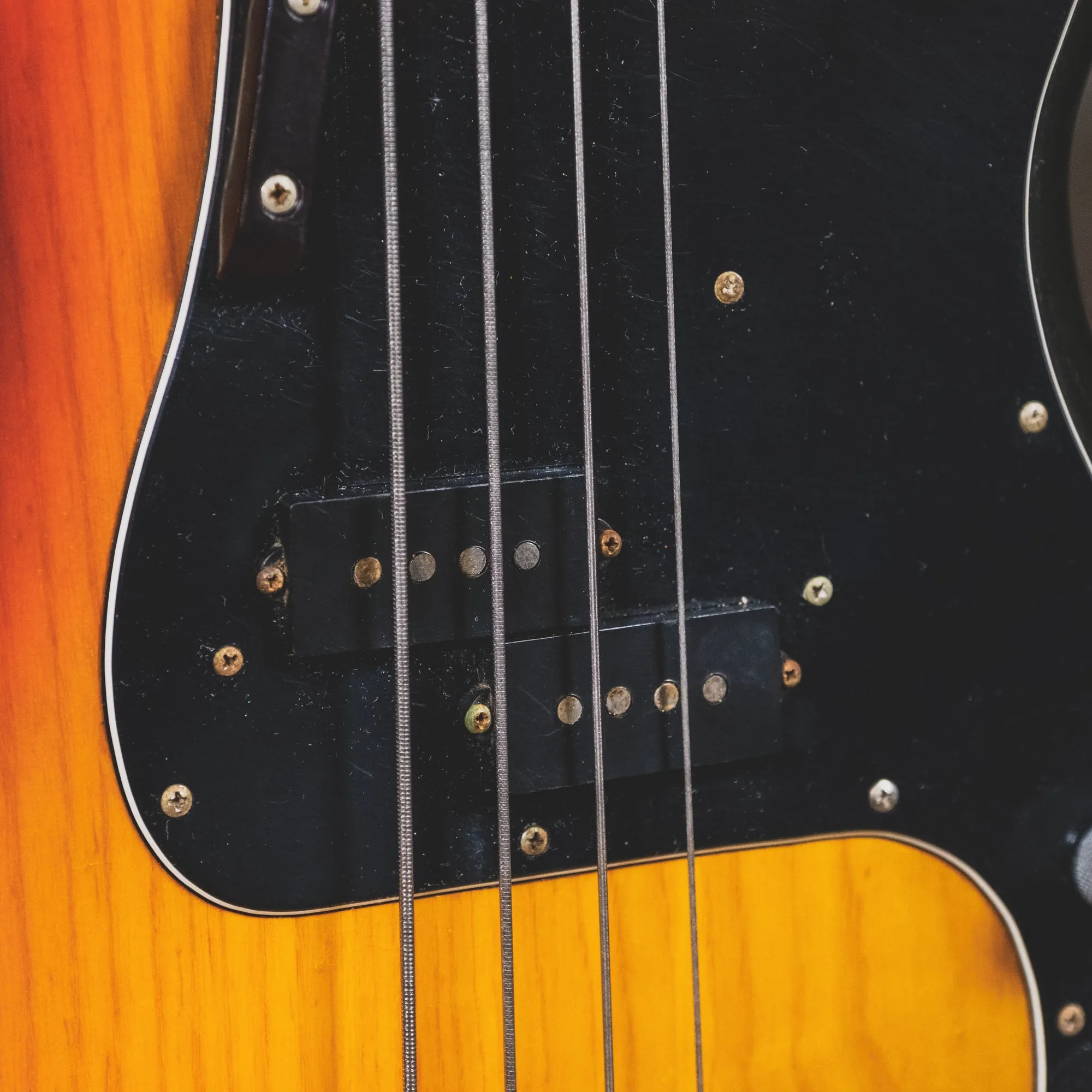 1975 Fender Precision Bass Guitar, 3 Tone Sunburst With Hard Case - Used