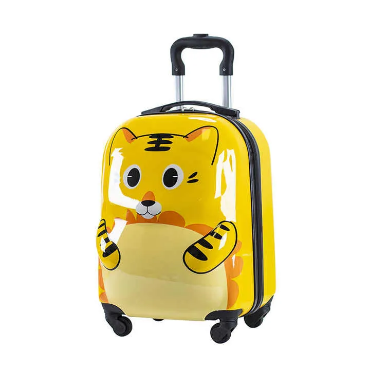 3D Cute Animal Printed Kids Travel Luggage – Pink Children’s Suitcase with Spinner Wheels