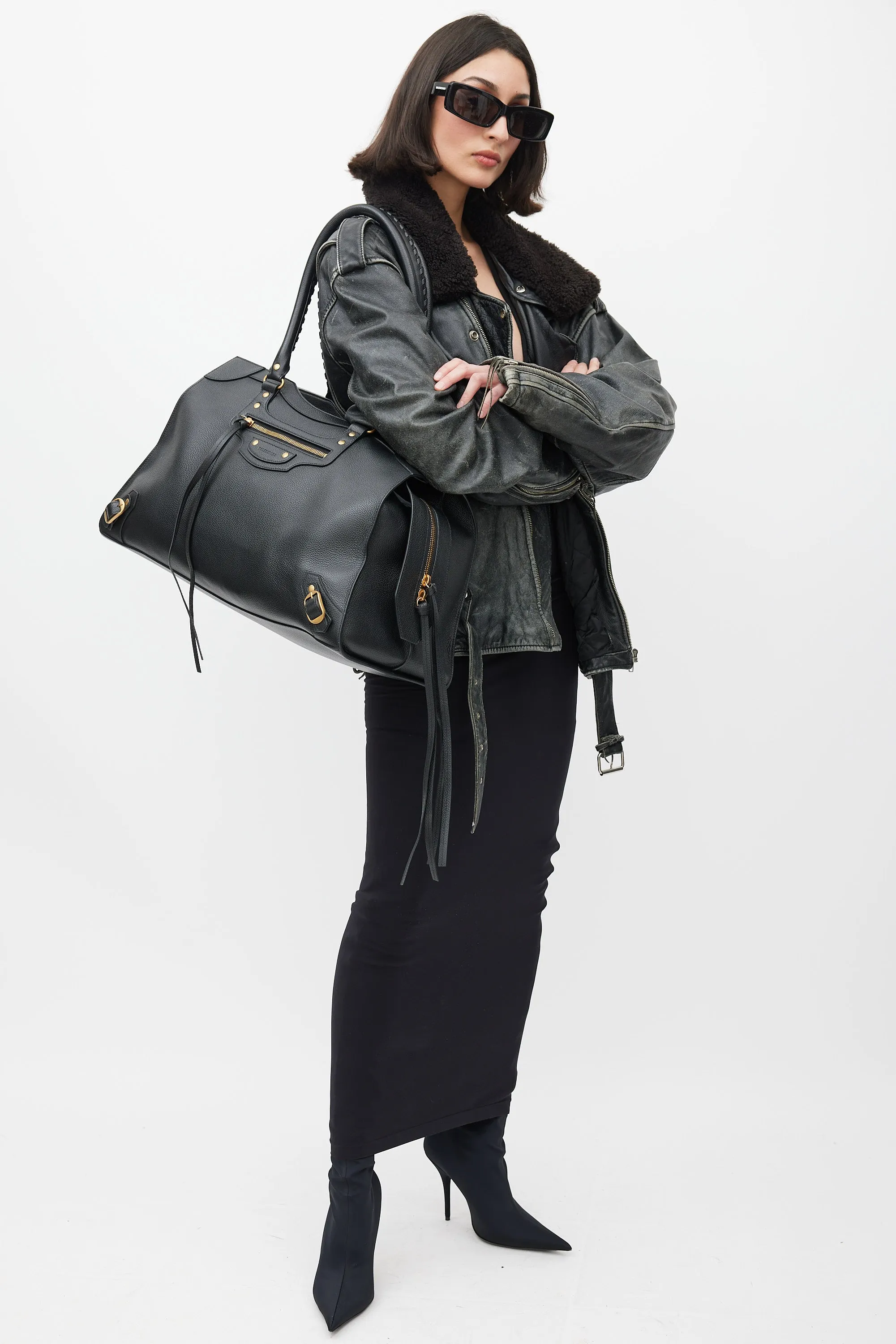 Black Leather Neo Classic Large Bag
