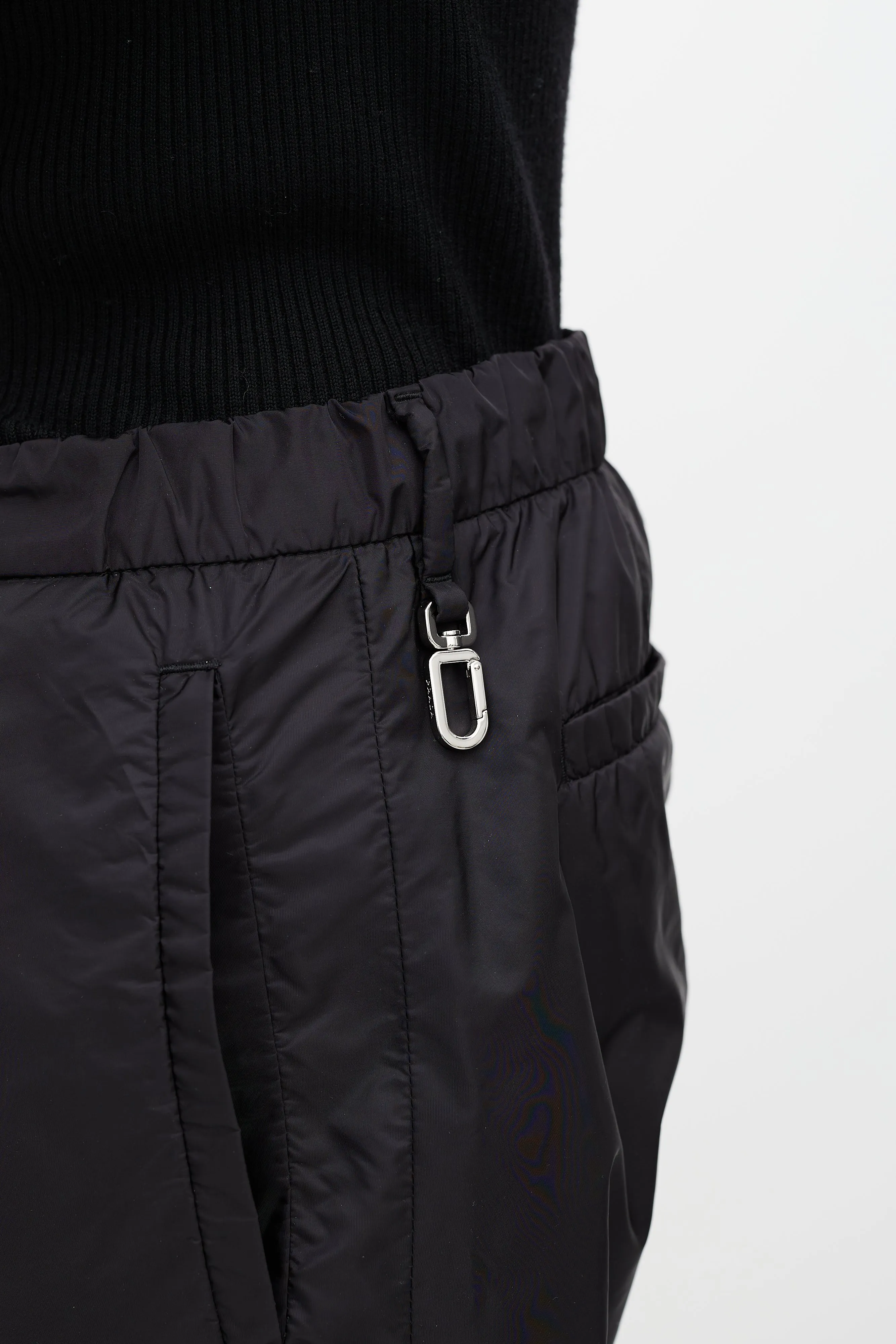 Black Nylon Zip Track Pant