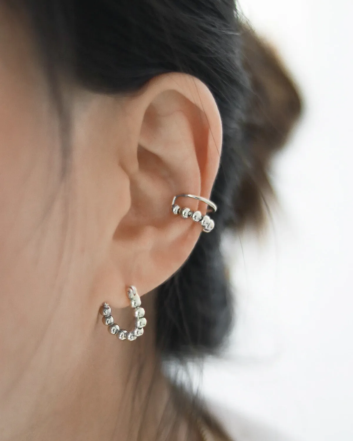 EMI Beaded Ear Cuffs in Silver