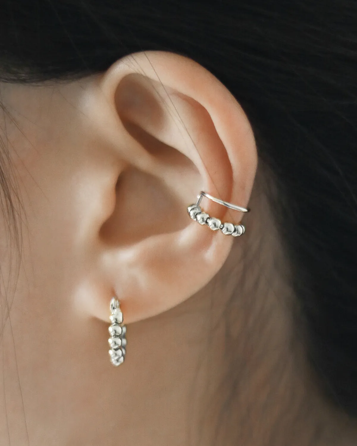 EMI Beaded Ear Cuffs in Silver