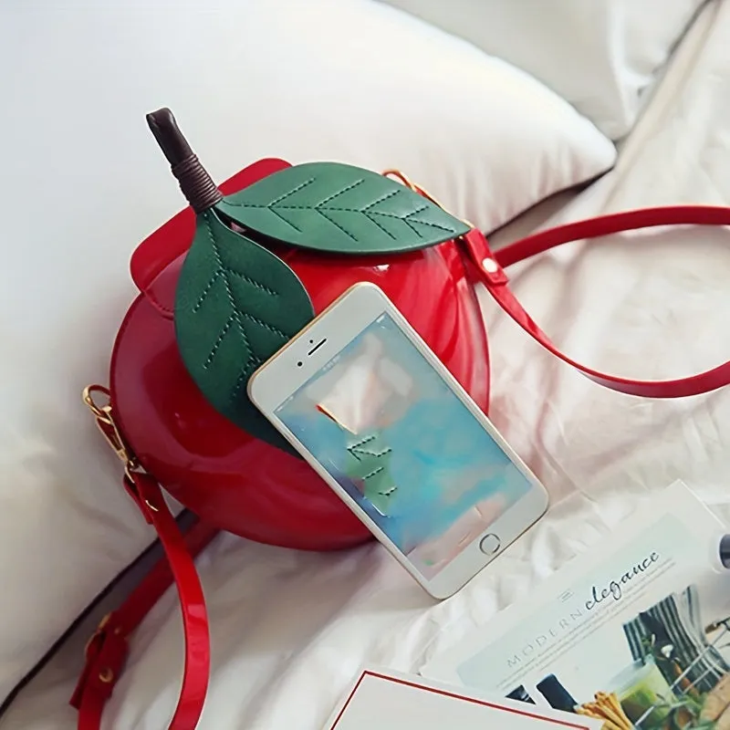 Fruit Shape Crossbody Bag, Cute Cartoon Round Coin Purse, Simple Hard Shell Shoulder Bag