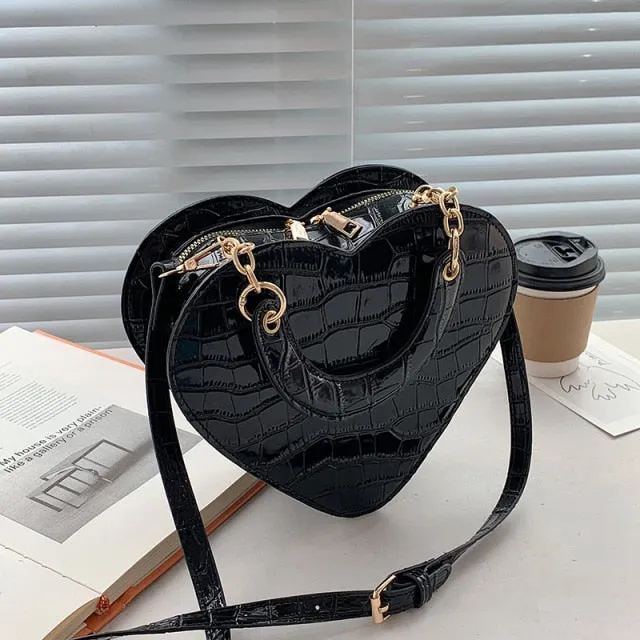 Heart Tote Bag PU Leather Crossbody Shoulder Purse Handbags