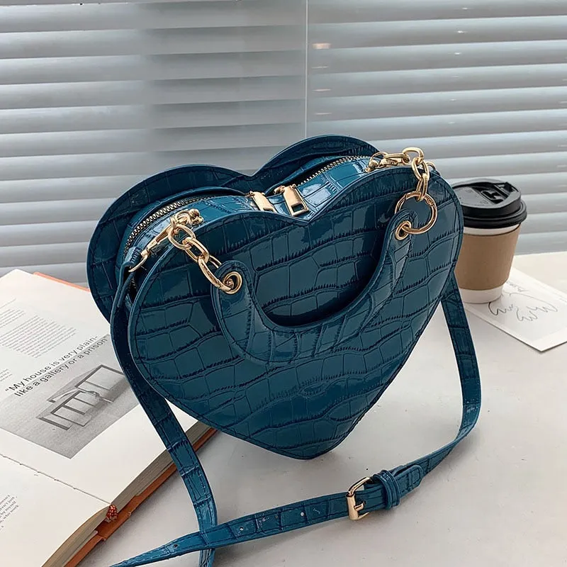 Heart Tote Bag PU Leather Crossbody Shoulder Purse Handbags