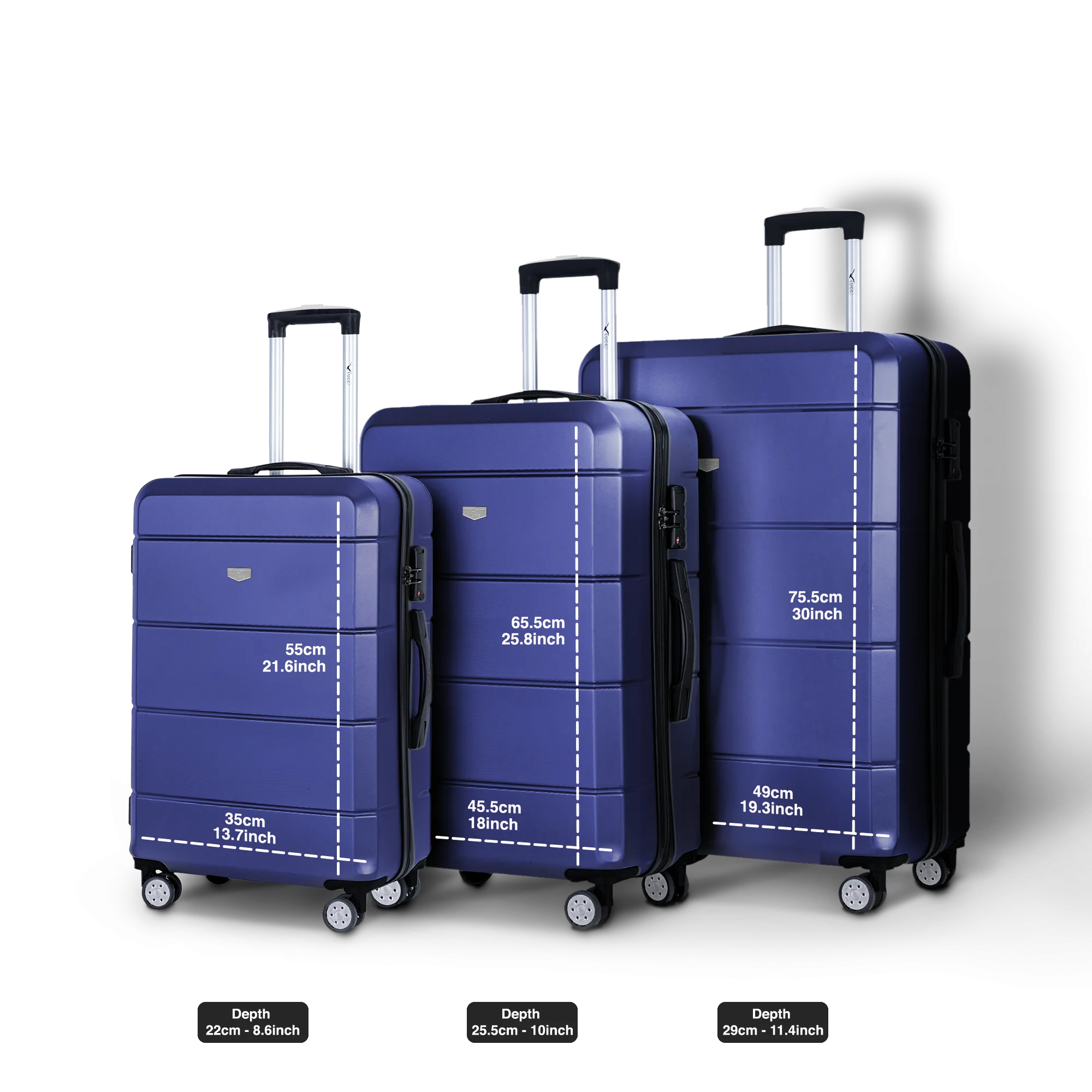 Jetset 3pc Suitcase Set in Midnight Blue