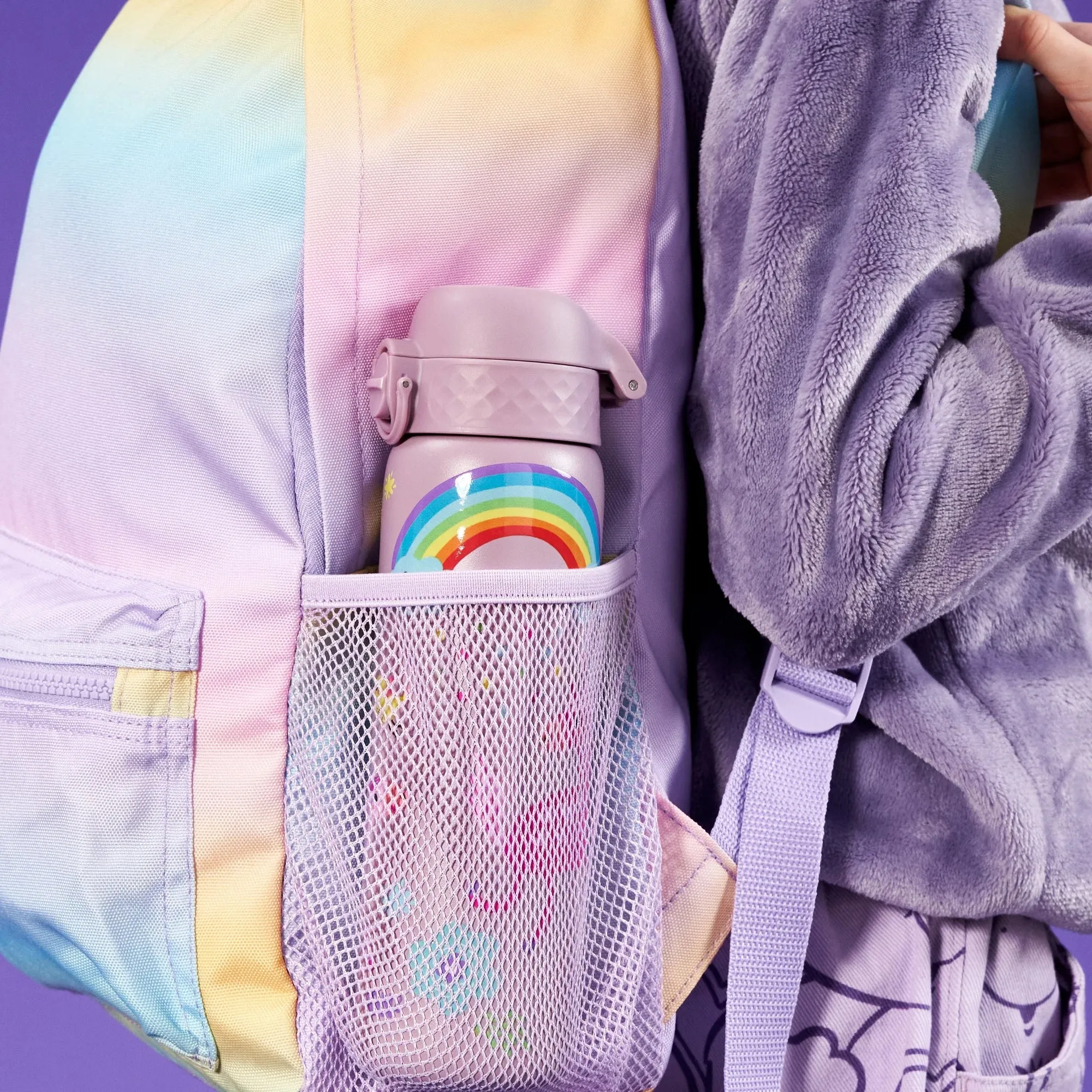 Leak Proof Slim Water Bottle, Stainless Steel, Unicorns, 600ml (20oz)