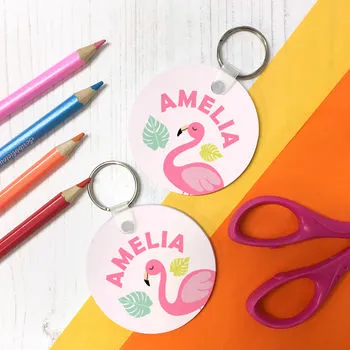 Personalised Backpack With Tropical Flamingo Design