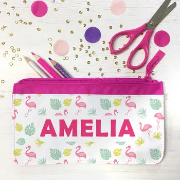 Personalised Backpack With Tropical Flamingo Design