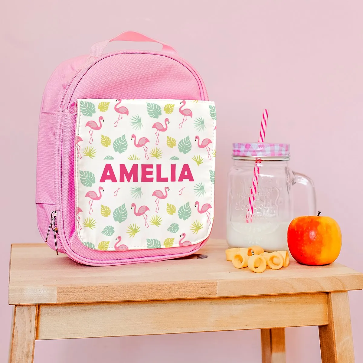 Personalised Backpack With Tropical Flamingo Design