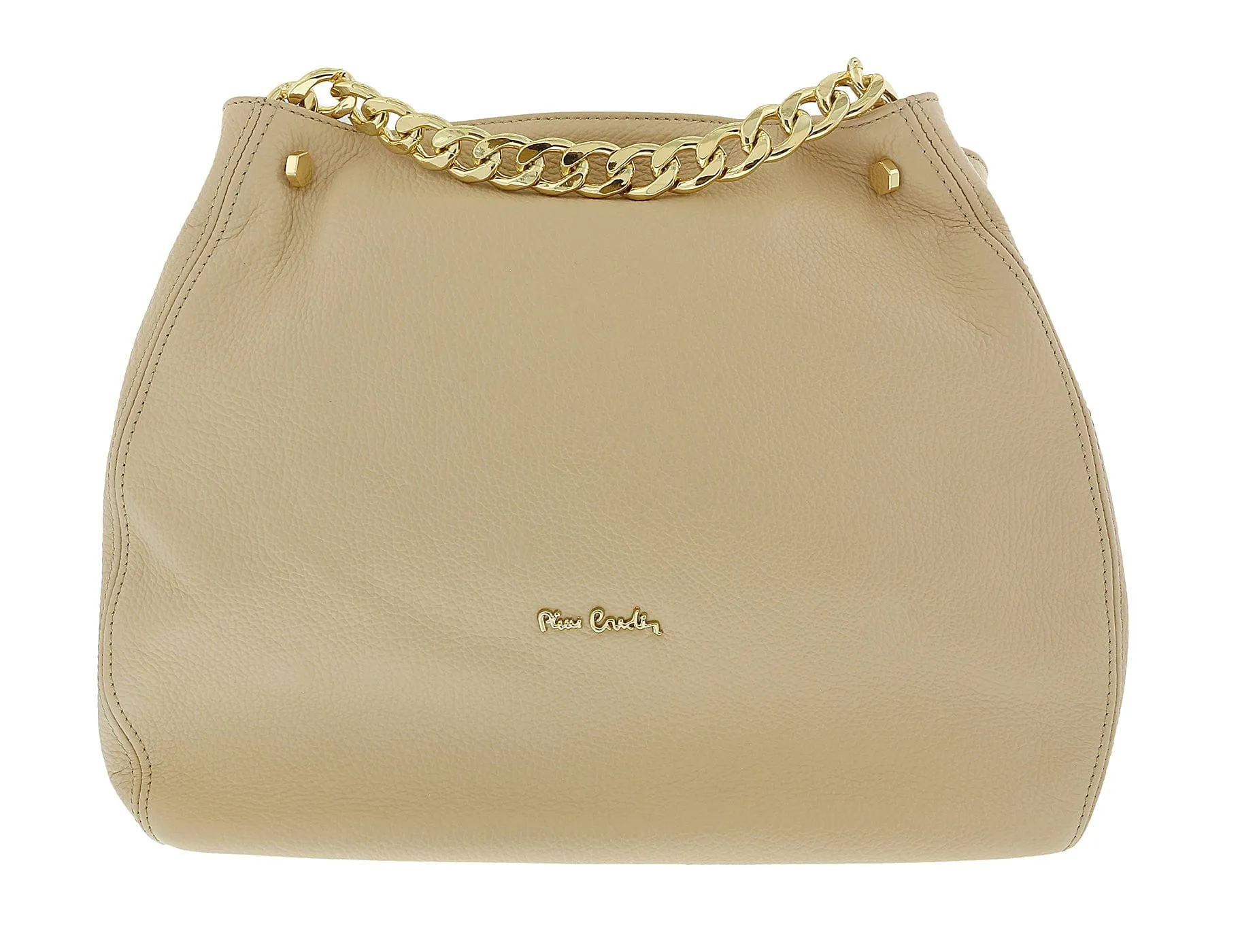 Pierre Cardin Beige Leather Relaxed Bucket Bag