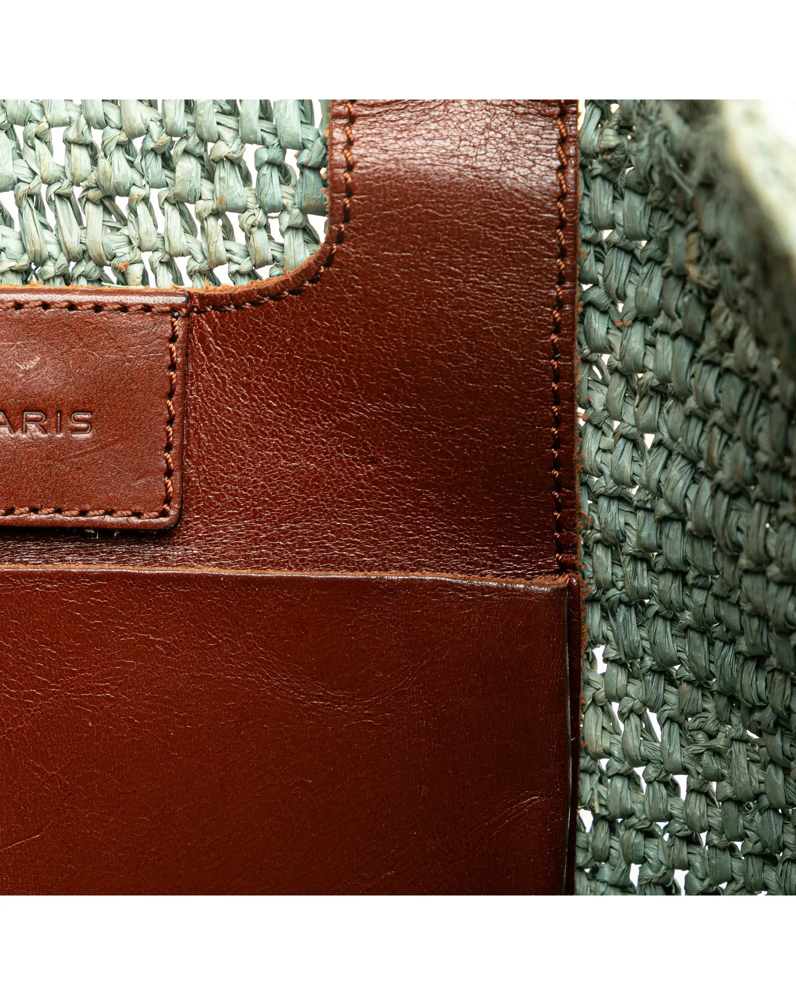 Raffia Motocross Classic Tote with Leather Handles and Zip Pocket