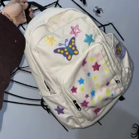 UAKISS  -  Fashion Y2K Canvas Backpacks for Women Subculture Star Print School Bags High-capacity Butterfly Rucksack Teenage Girls Bolsos