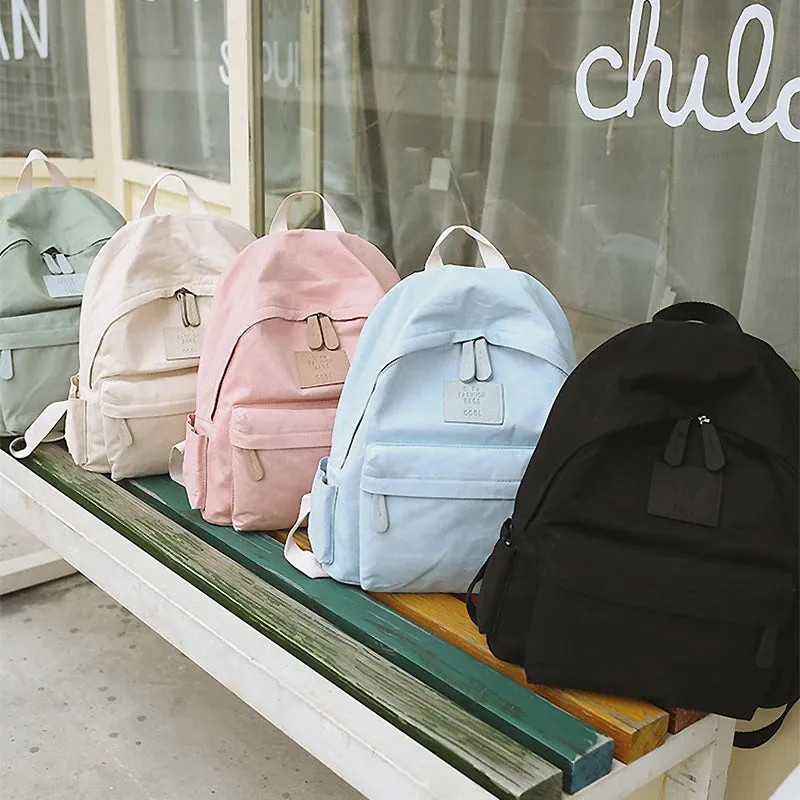 UAKISS  -  New Solid Color Canvas Backpacks Casual Ladies Backpack College Style Student Schoolbag Simple Versatile Shoulder Bag