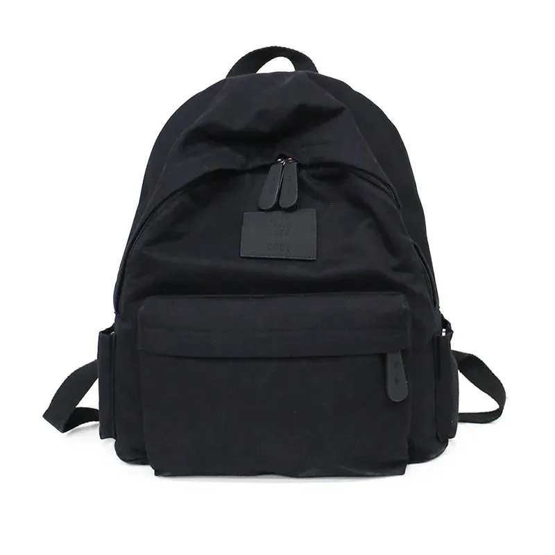 UAKISS  -  New Solid Color Canvas Backpacks Casual Ladies Backpack College Style Student Schoolbag Simple Versatile Shoulder Bag