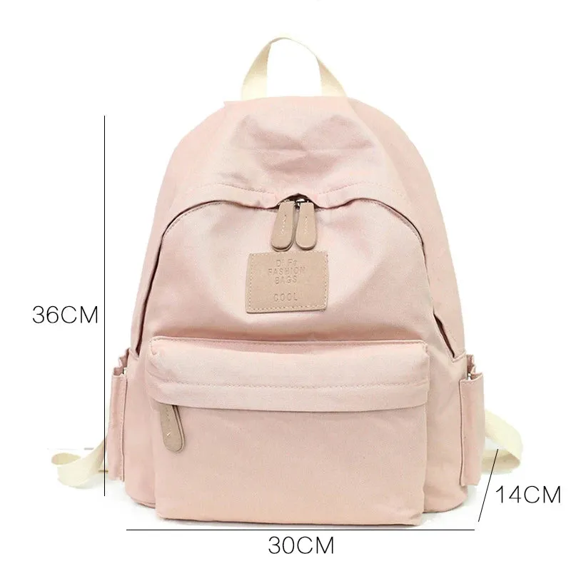 UAKISS  -  New Solid Color Canvas Backpacks Casual Ladies Backpack College Style Student Schoolbag Simple Versatile Shoulder Bag