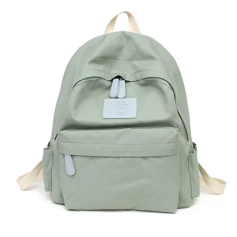 UAKISS  -  New Solid Color Canvas Backpacks Casual Ladies Backpack College Style Student Schoolbag Simple Versatile Shoulder Bag