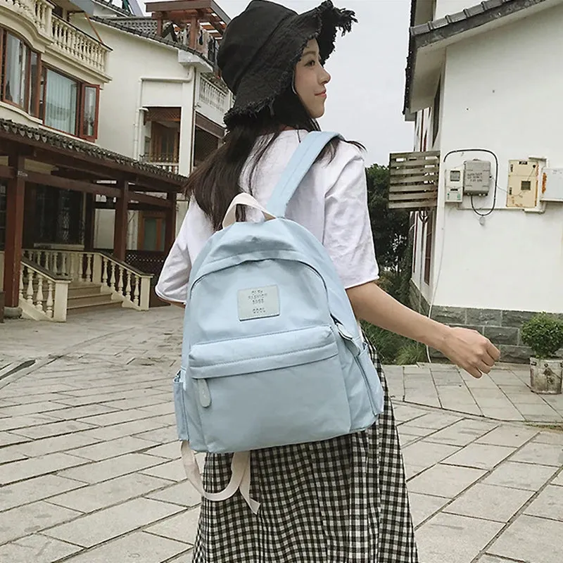UAKISS  -  New Solid Color Canvas Backpacks Casual Ladies Backpack College Style Student Schoolbag Simple Versatile Shoulder Bag