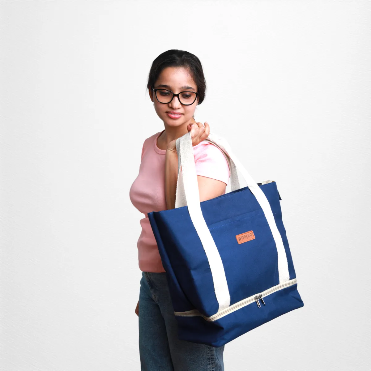 Weekend Travel Tote Bag With Luggage Sleeve | Cotton | Spacious | Utility