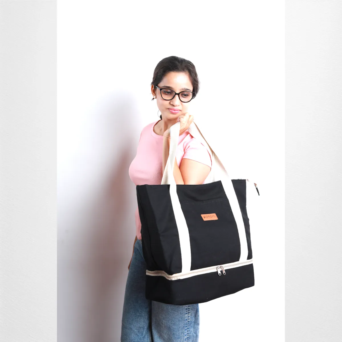 Weekend Travel Tote Bag With Luggage Sleeve | Cotton | Spacious | Utility