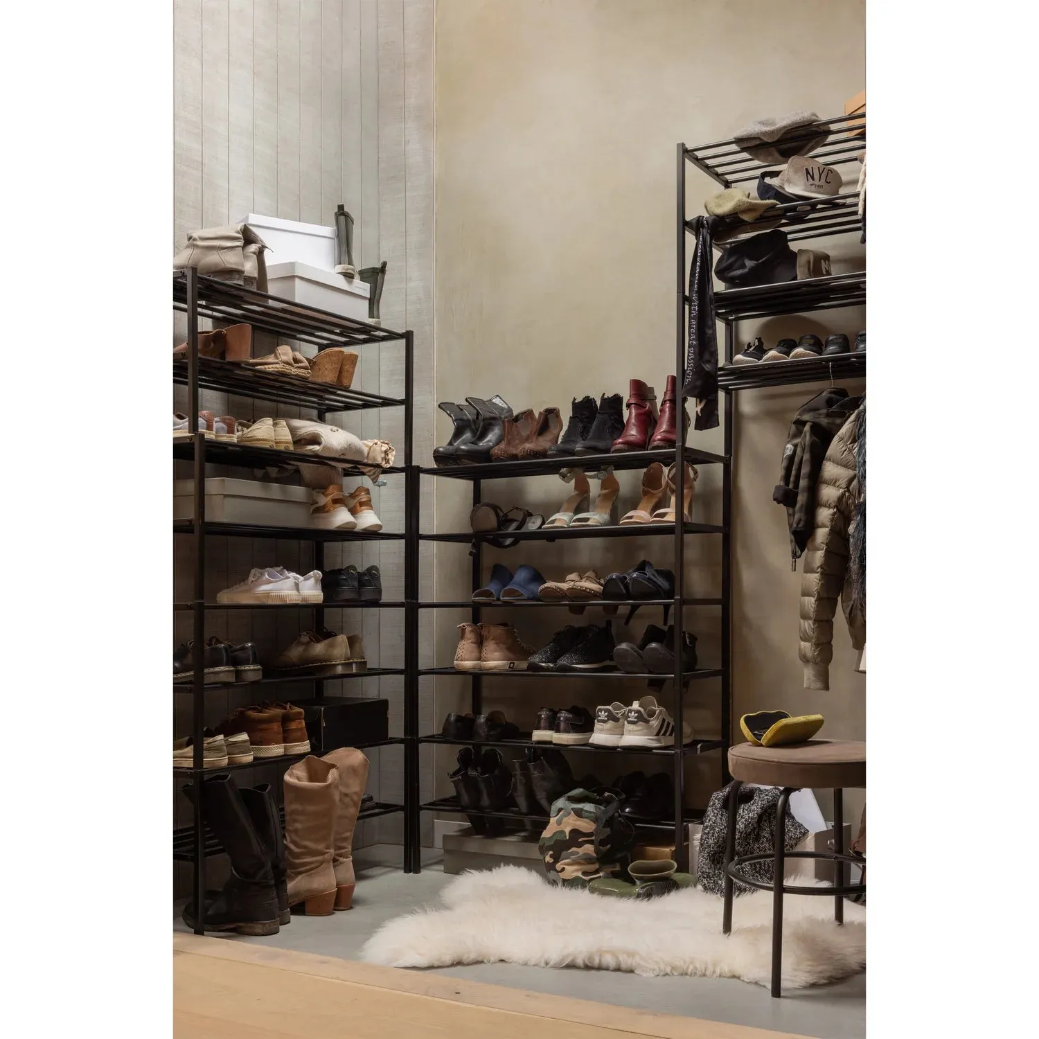 Woood Ferro Shoe Rack Stack of 3 Metal